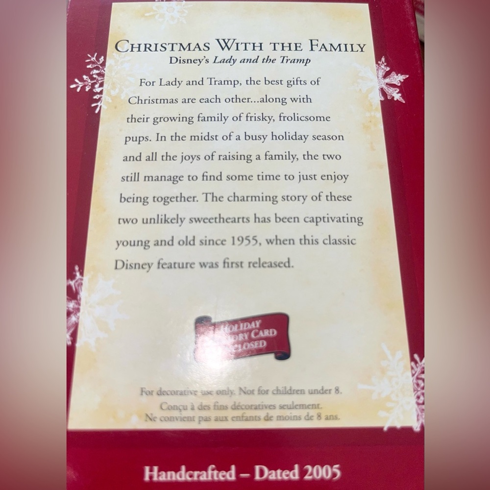 Hallmark Keepsake Disney Christmas  with Lady & the Tramp  Christmas Ornament - Picture 4 of 4